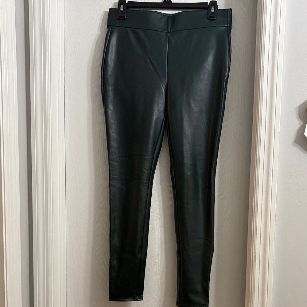 Loft Dark Green Faux Leather Leggings